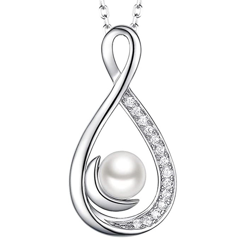 European and American gentle style lady necklace sun, moon and stars accompany each other day and night pendant imitation pearl lady necklace female