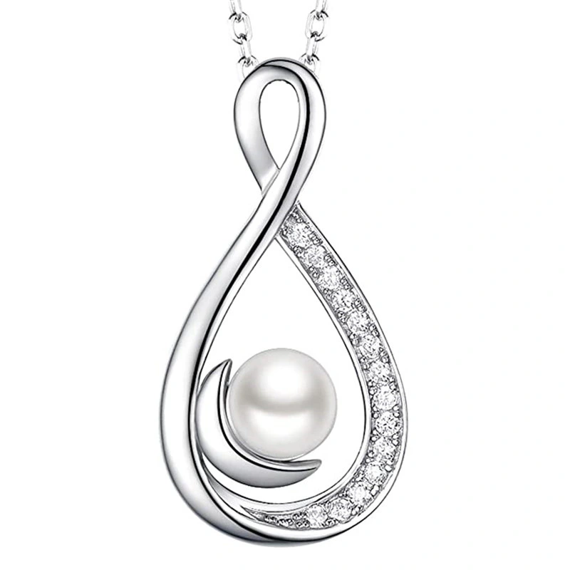 European and American gentle style lady necklace sun, moon and stars accompany each other day and night pendant imitation pearl lady necklace female