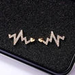 Creative electrocardiogram heartbeat earrings, new style inlaid zircon heartbeat earrings, simple and fashionable zircon lightning earrings
