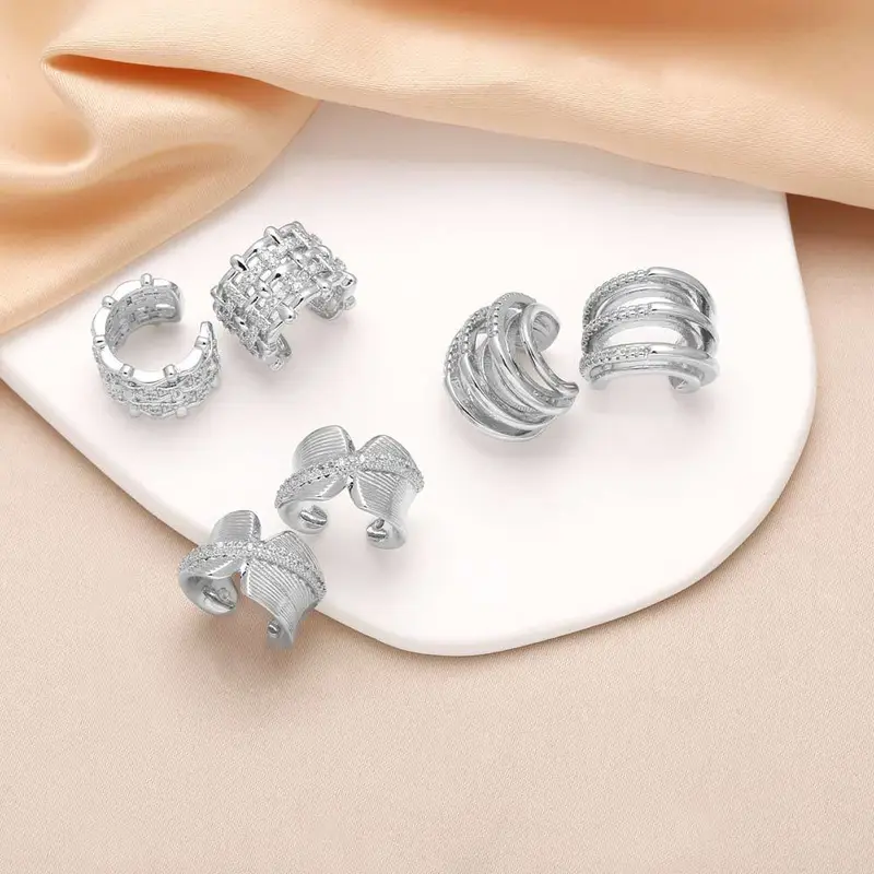 AS Jewelry Hot Selling Ear Bone Clip High-grade Copper Plated Real Gold Inlaid Zircon C-shaped Earrings era335