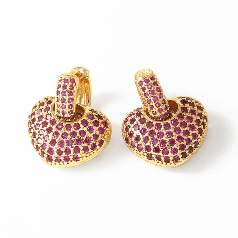 AS jewelry Europe and the United States hot selling colored zircon copper plated 18k gold love heart shaped earrings earrings earrings err22