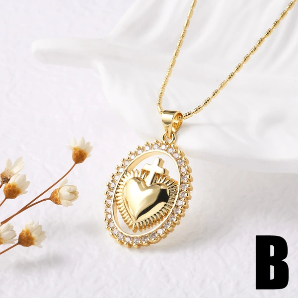 AS jewelry European and American hot-selling style Valentine's Day love heart necklace pendant real gold plated clavicle chain female nkv16