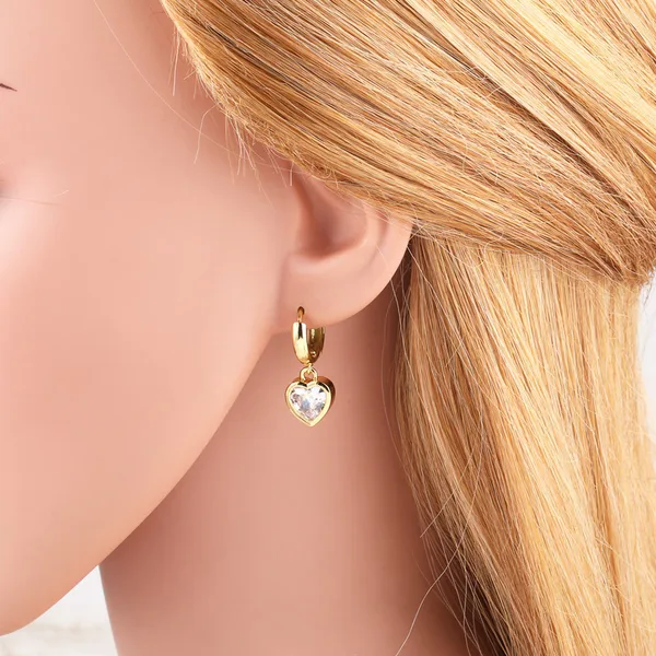 AS jewelry hot selling inlaid zircon heart flower copper plated real gold earrings earrings female err06