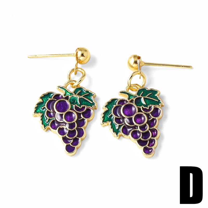AS jewelry hot style oil dripping copper plated real gold fruit banana grape earrings female erv90