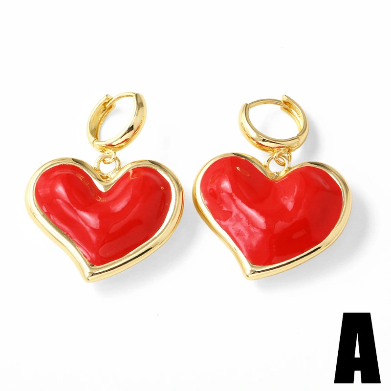 New love lightning earrings red heart lightning earrings copper electroplating simple earrings wholesale erz50