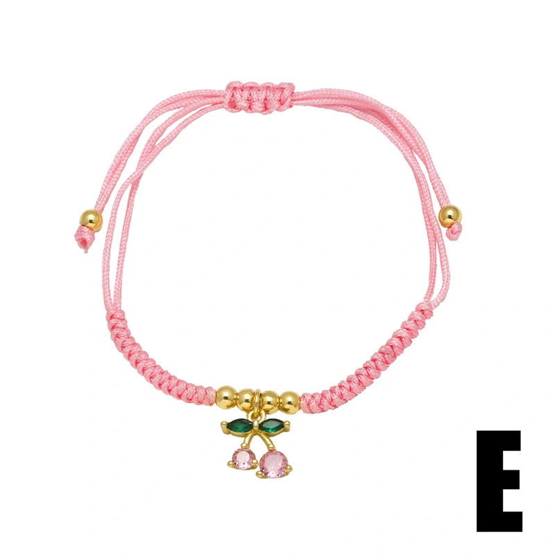 AS jewelry popular fruit cherry pendant bracelet female woven adjustable hand rope brd94