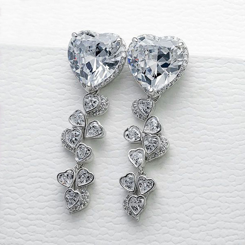 Hot selling earrings in Europe and America, elegant love zircon earrings for women, long tassel earrings, spot wholesale