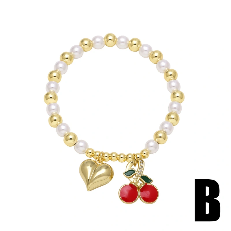 AS jewelry popular fruit cherry love pendant bracelet pearl bracelet hand jewelry female brm95