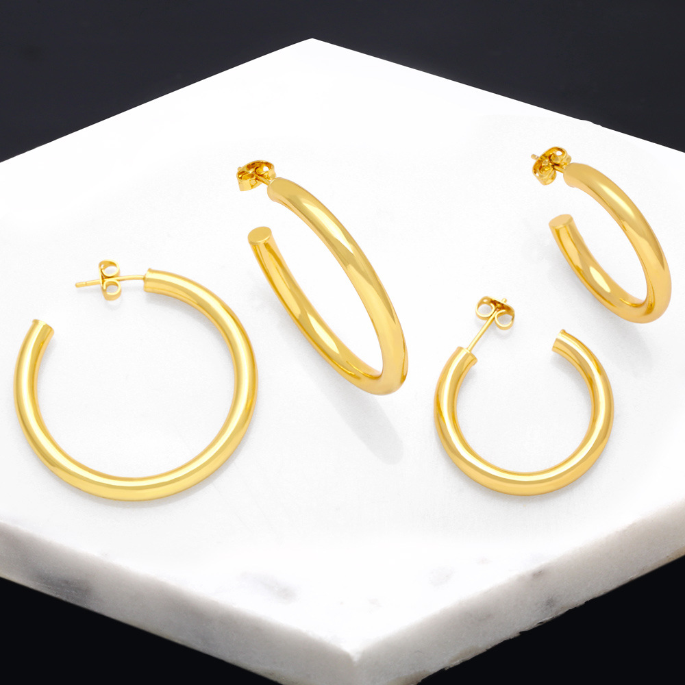 European and American hot-selling large circle earrings, simple and fashionable hip-hop C-shaped earrings, era287