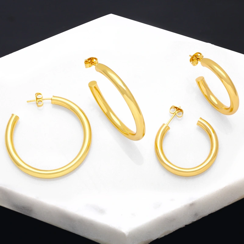 European and American hot-selling large circle earrings, simple and fashionable hip-hop C-shaped earrings, era287