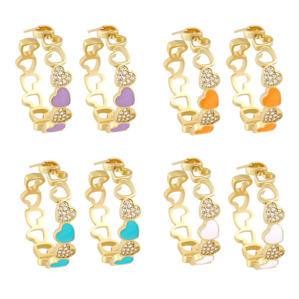 Clearance sale European and American exaggerated large earrings C-shaped hollow love earrings female net red peach heart earrings ery80