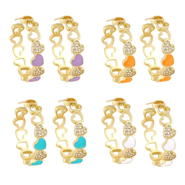 Clearance sale European and American exaggerated large earrings C-shaped hollow love earrings female net red peach heart earrings ery80