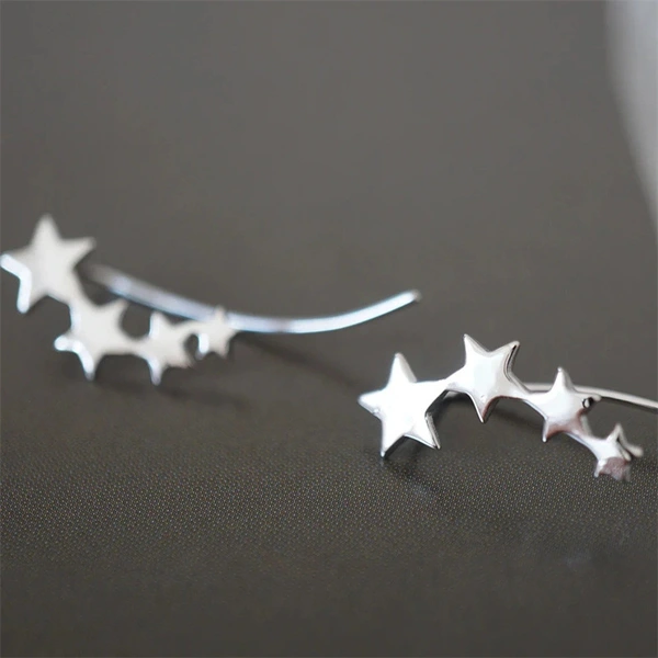 Japanese and Korean style retro metal geometric earrings creative single row five-pointed star earrings Yiwu manufacturers supply