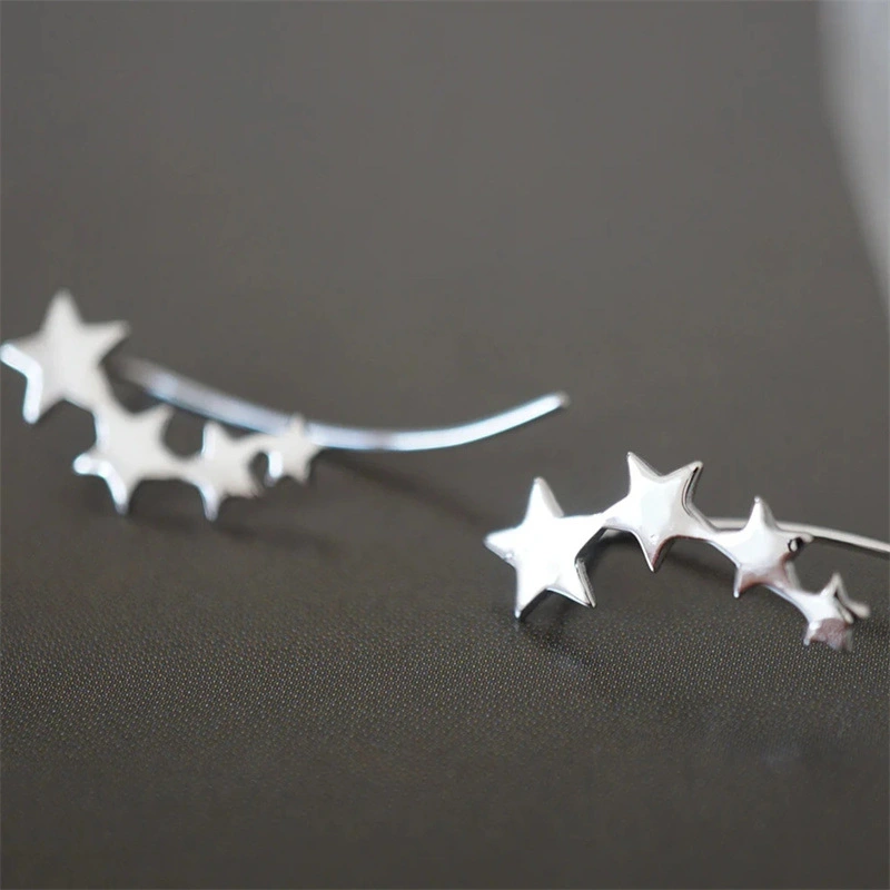 Japanese and Korean style retro metal geometric earrings creative single row five-pointed star earrings Yiwu manufacturers supply