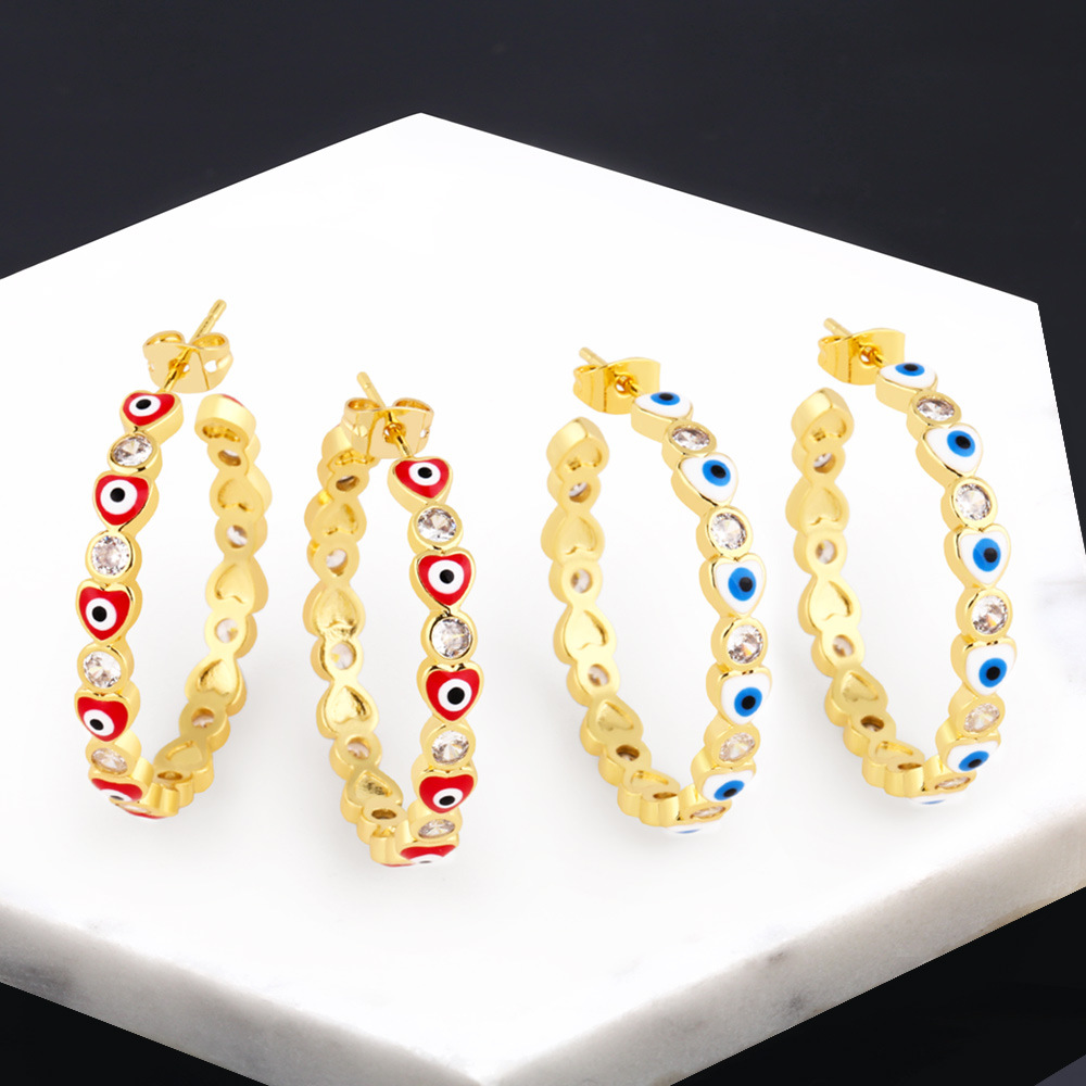 European and American cold style devil eye earrings personality color oil drop love eye earrings earrings era187