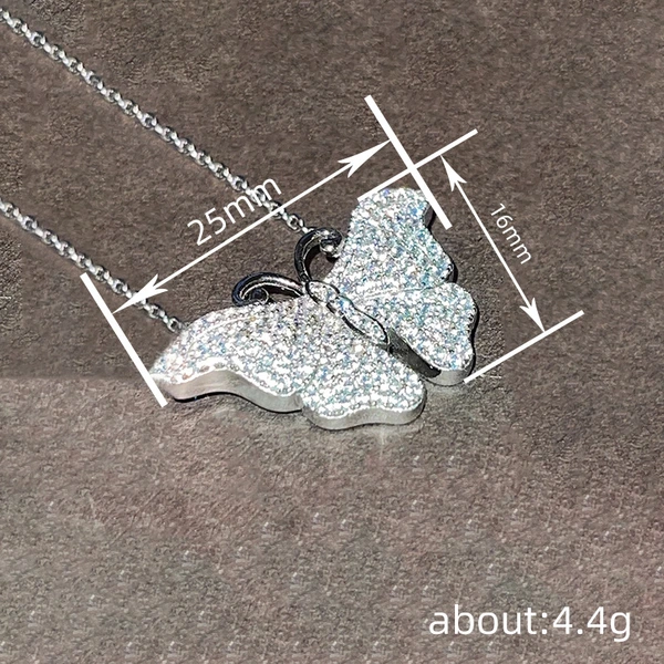  Japanese and Korean butterfly tail necklace women's shiny exquisite sweet jewelry micro-inlaid zircon small fresh necklace