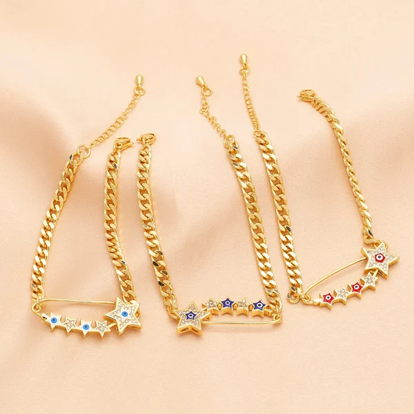 New star pin bracelet European and American fashion gold-plated oil drop Baku chain bracelet jewelry wholesale brm22