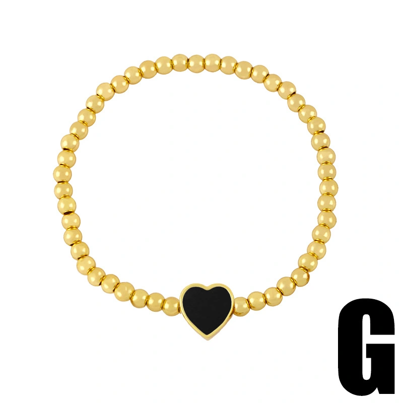 Clearance gold round bead bracelet 2024 female niche design oil drop love heart hand jewelry brd80