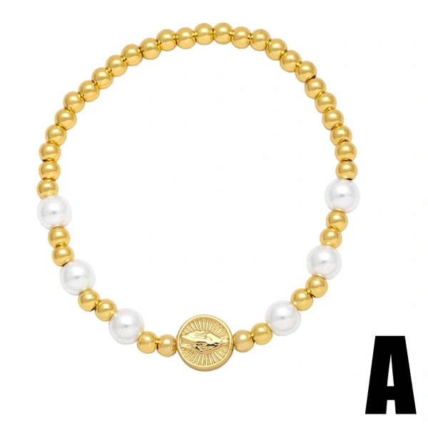 European and American jewelry Virgin Mary bracelet women simple versatile pearl copper bead bracelet hand jewelry bra57