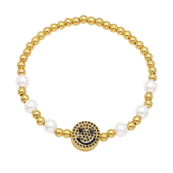 Clearance simple personality pearl bracelet women's European and American smiley face expression hand jewelry temperament Internet celebrity bracelet wholesale brg81