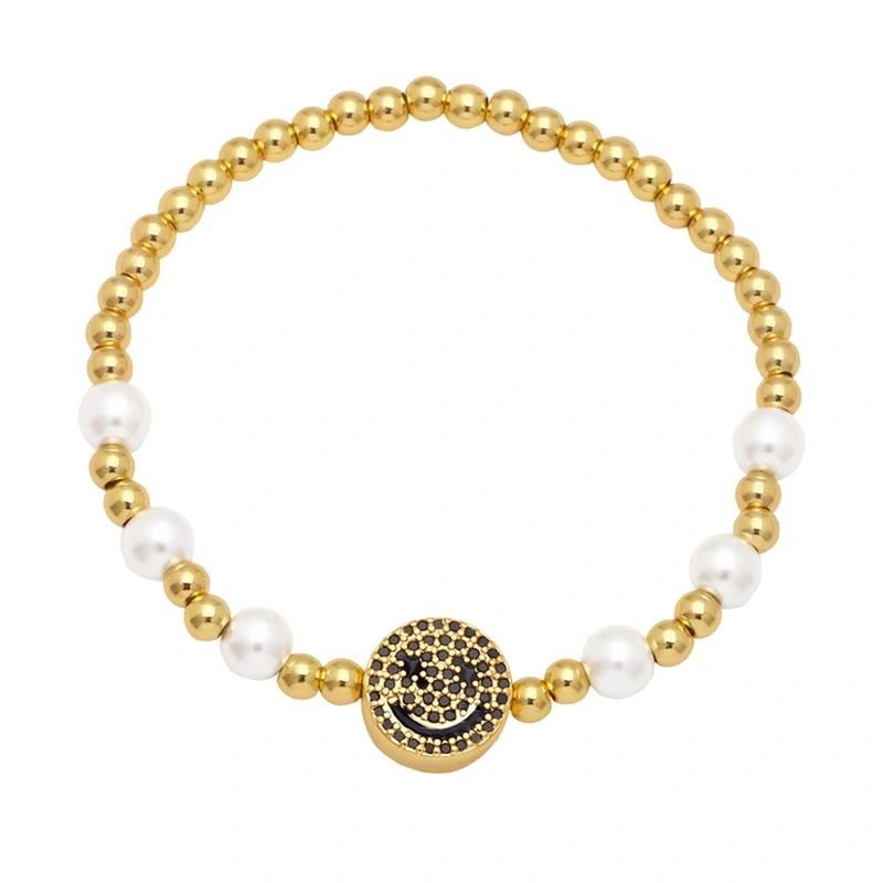 Clearance simple personality pearl bracelet women's European and American smiley face expression hand jewelry temperament Internet celebrity bracelet wholesale brg81
