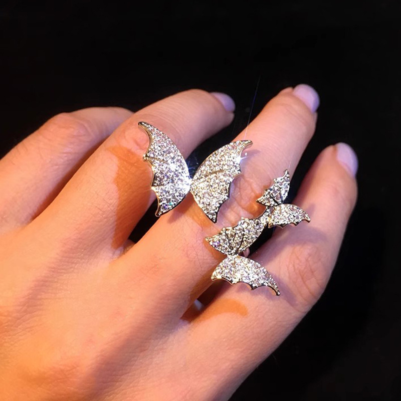  European and American new imitation diamond ring fashionable high-end butterfly ring opening adjustable jewelry women