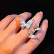  European and American new imitation diamond ring fashionable high-end butterfly ring opening adjustable jewelry women