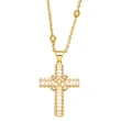 European and American jewelry style fashion micro-inlaid colored zircon geometric cross pendant necklace for women nkb412