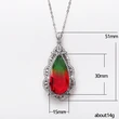 Exclusively for fashion accessories women's large teardrop colored gemstone pendant copper plated white gold super flash zircon necklace