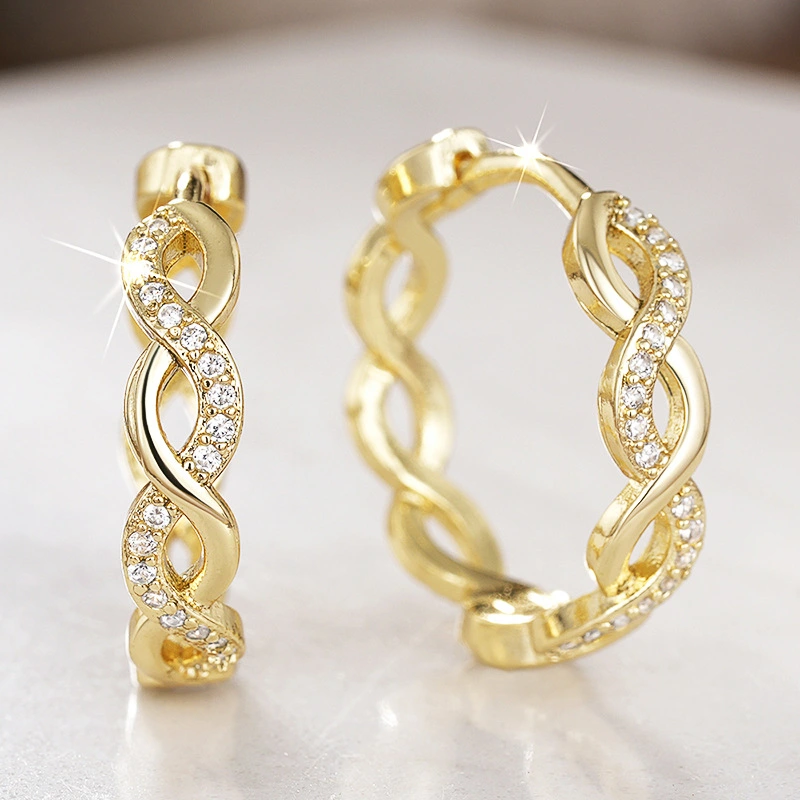 New wedding three-dimensional jewelry French wave pattern winding design earrings elegant temperament jewelry