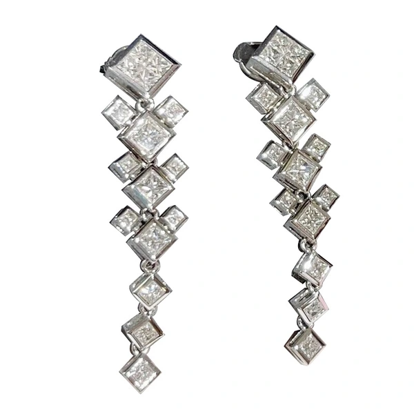 French design square stitching earrings for women, high-end versatile earrings, long and elegant earrings