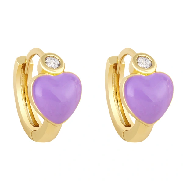 Clearance European and American love oil drop diamond earrings heart-shaped oil drop multi-color peach heart earrings female ery78