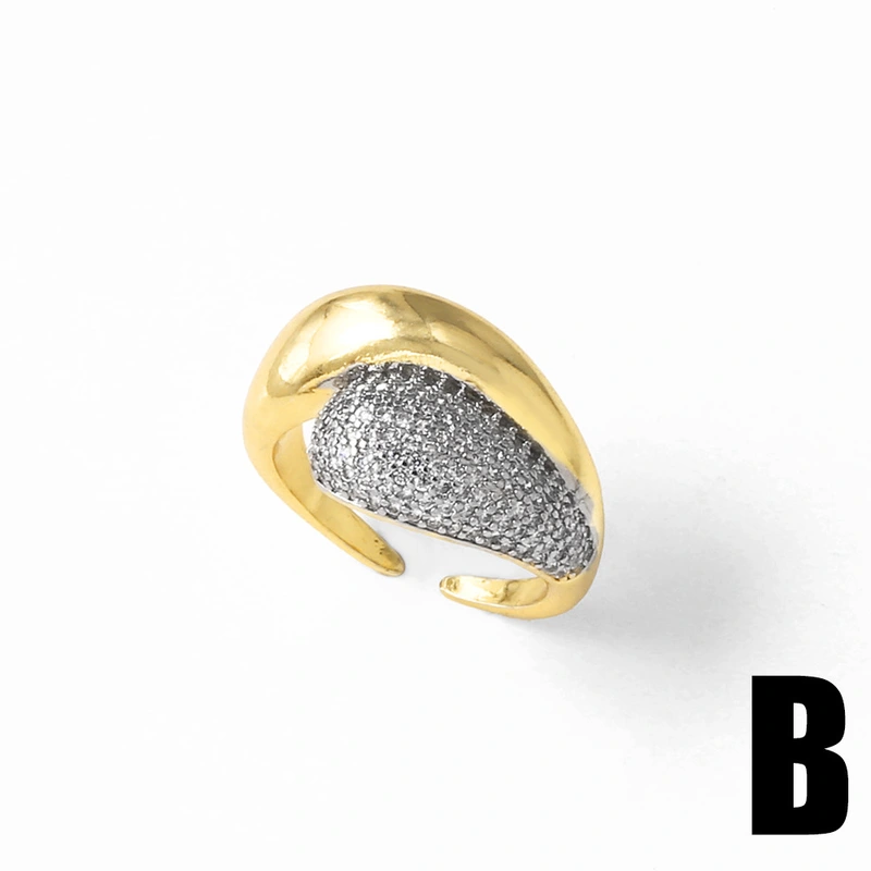 AS jewelry European and American new love heart two-color xx open ring gold-plated zircon ring rir44