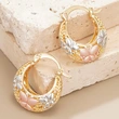 Hot selling ear clips for women, elegant pastoral style, three-color butterfly earrings, metal hollow frosted