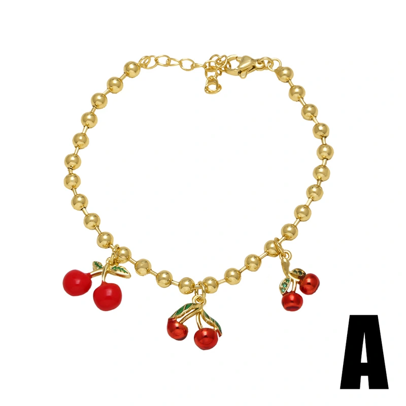AS jewelry European and American copper plated 18k gold beaded fruit cherry pendant bracelet brf91 bracelet