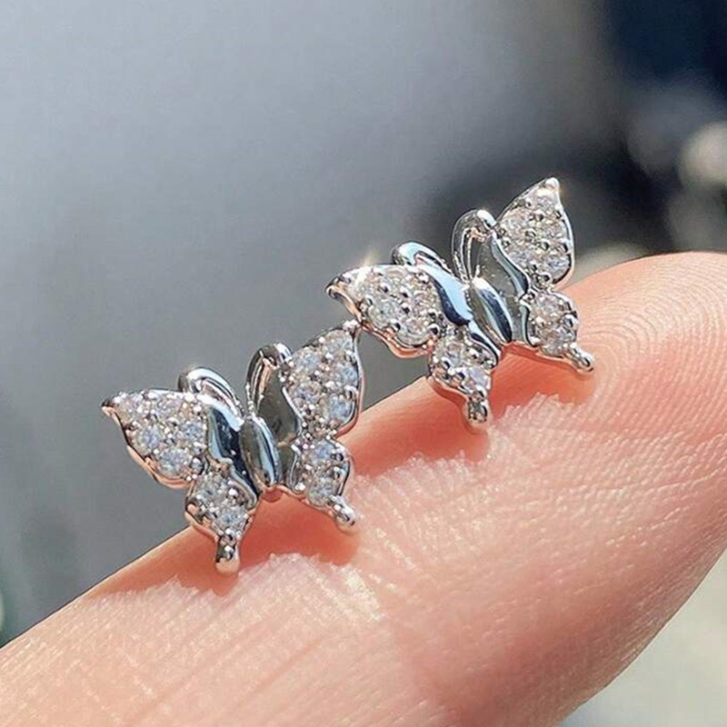 Factory direct sales butterfly earrings for ladies, exquisite and small earrings, fashionable and niche hot-selling styles