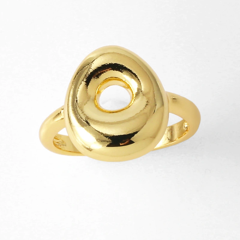 AS jewelry smooth 26 English letters ring female copper plated real gold open ring rih04