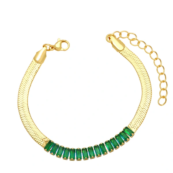 Blade chain bracelet fashionable simple flat snake bone chain European and American niche colored zircon bracelet female jewelry brh83