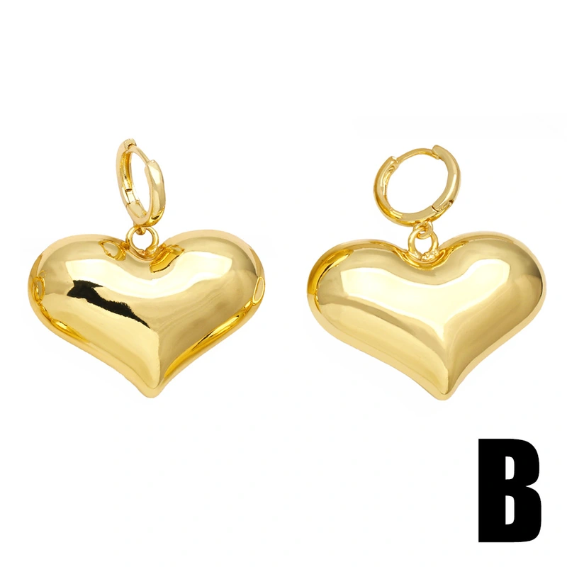 Hot style simple fashion love heart pendant earrings female personality creative versatile gold-plated earrings ery44