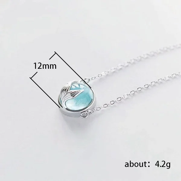 Same style mermaid foam necklace blue fishtail clavicle chain Korean style fashion creative temperament necklace