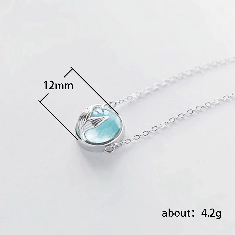 Same style mermaid foam necklace blue fishtail clavicle chain Korean style fashion creative temperament necklace