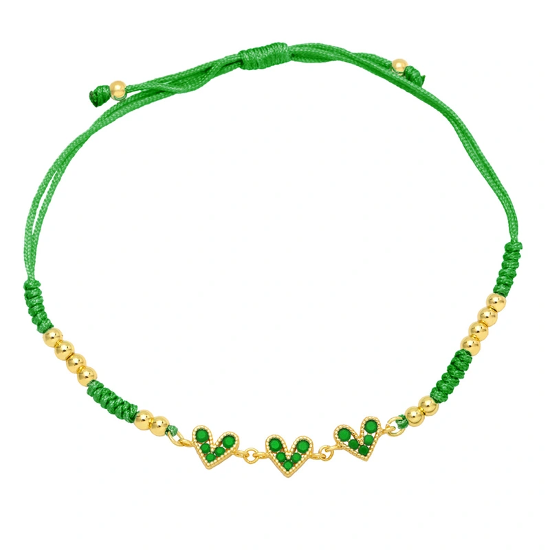 Colorful zircon heart bracelet Bohemian ethnic style hand-woven bracelet European and American bracelet wholesale brg30