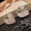    Hot selling earrings with full inlay, fashionable and elegant bow heart earrings, light luxury women's earrings