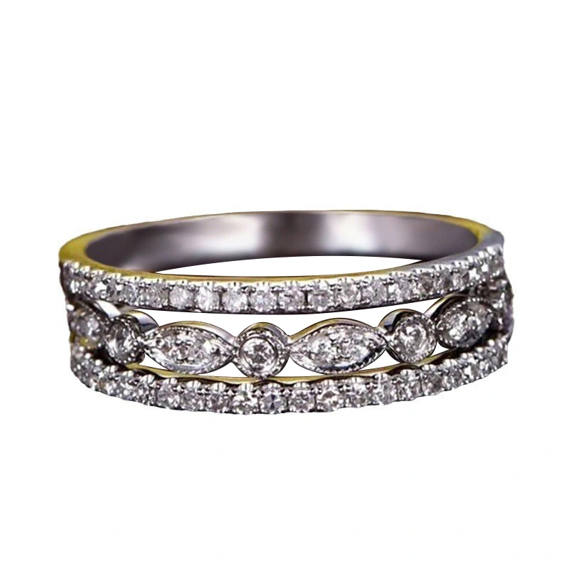  European and American luxury design ring fashionable temperament horse eye zircon ring multi-layer hollow design index finger ring