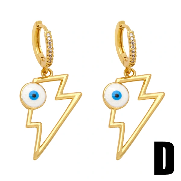 Clearance European and American jewelry devil eye earrings female geometric lightning drop oil blue eye earrings ers35
