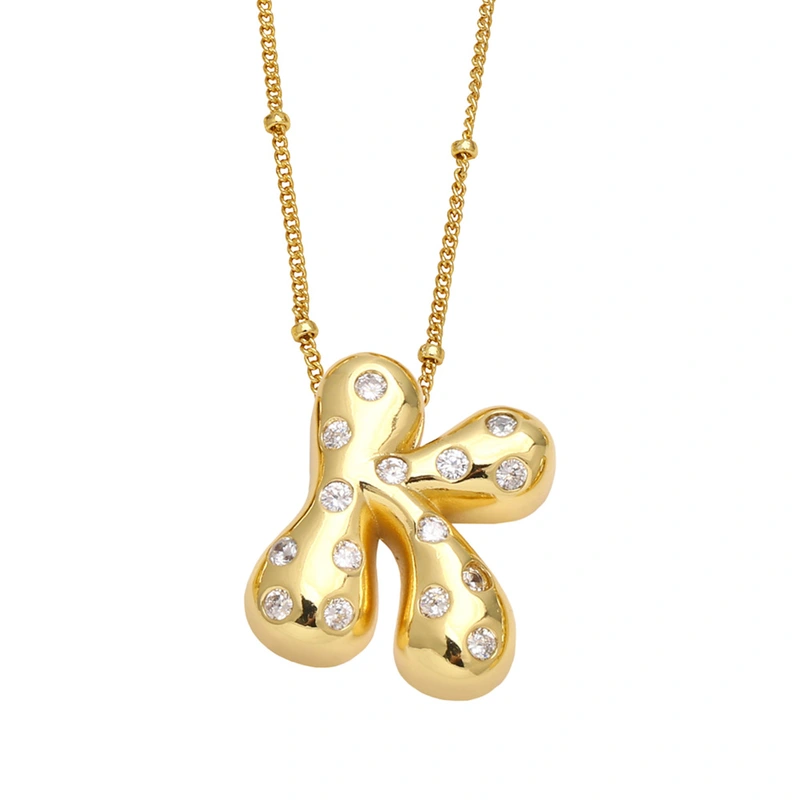 AS jewelry new fat 26 English letters pendant necklace gold-plated zircon clavicle chain nkq97