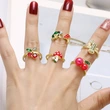 AS jewelry oil drop fruit cherry mushroom ring copper plated 18k gold ring rir43 ring