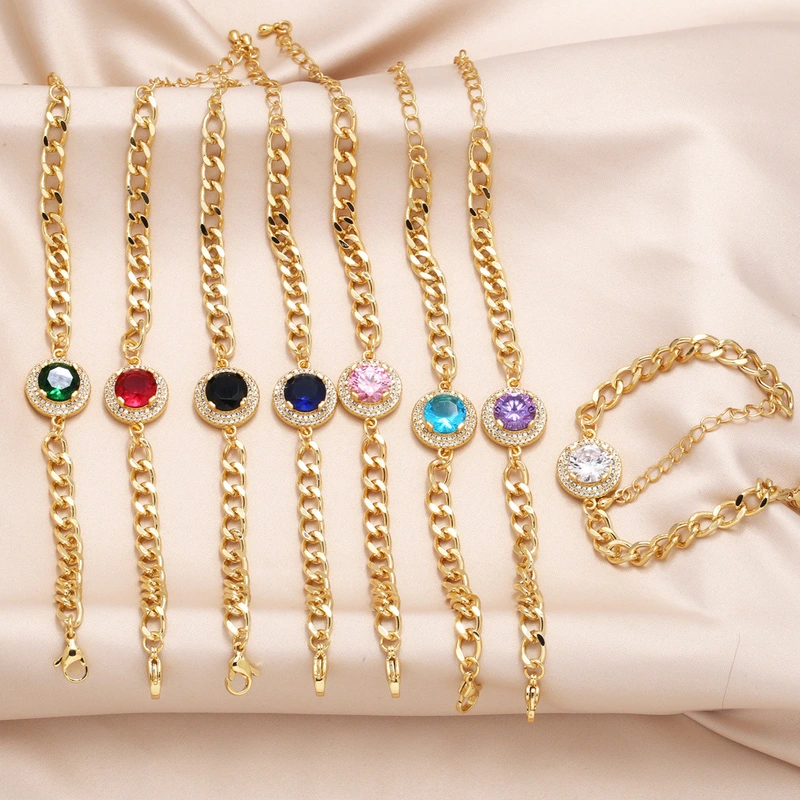 Clearance Europe and the United States hot selling colored gemstone bracelets for women gold-plated zircon jewelry wholesale brd43