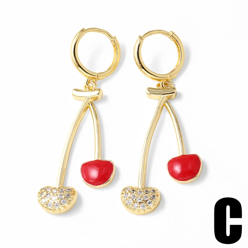 AS jewelry European and American simple design copper plated real gold cherry fruit pepper pendant earrings earrings eru17