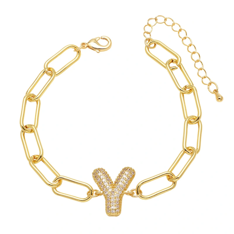 AS jewelry European and American hot-selling copper plated 18k gold zircon 26 English letters love bracelet jewelry brh51